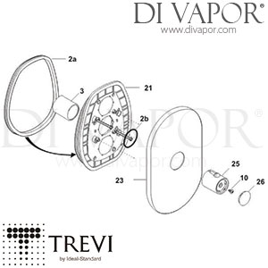 Trevi Ascari Central Shower Thermostatic Bin Trim Kit 2 Spare Parts - IDL DV 332